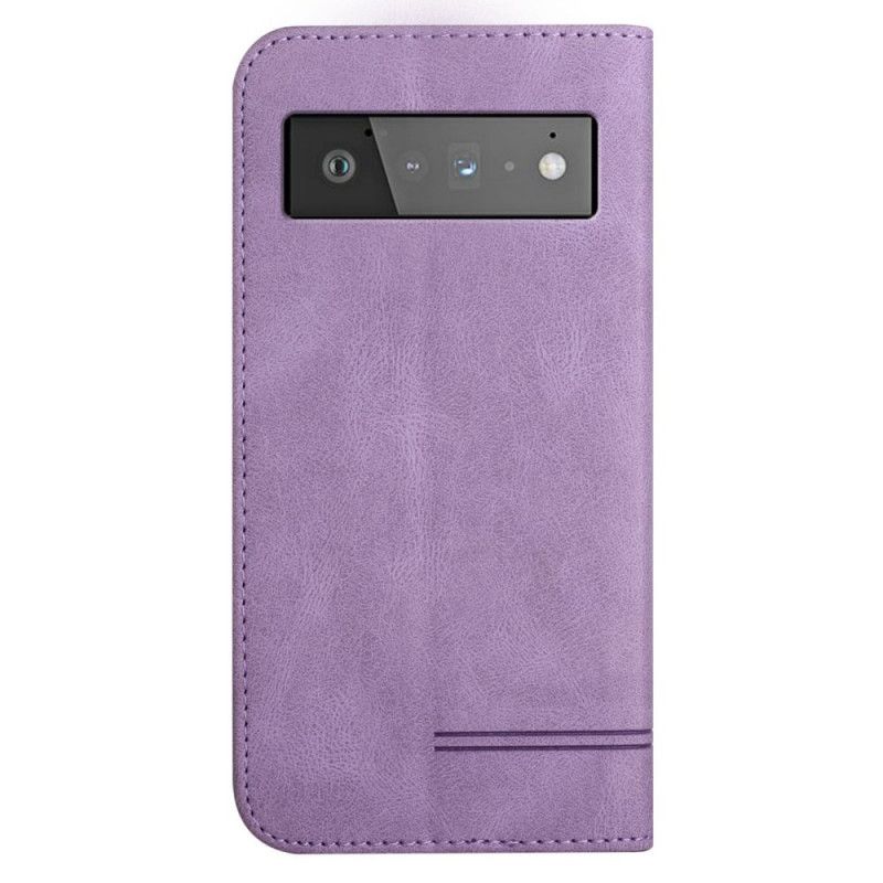 Flip Cover Google Pixel 6 Pro Effet Cuir Motif Ligne