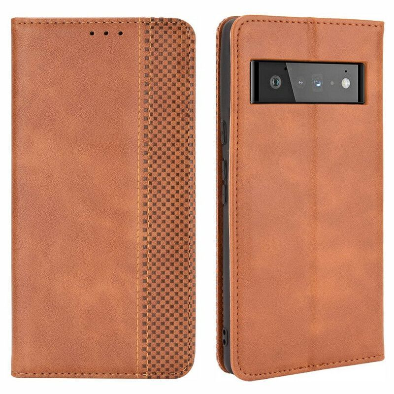 Flip Cover Google Pixel 6 Pro Effet Cuir Vintage Stylisé