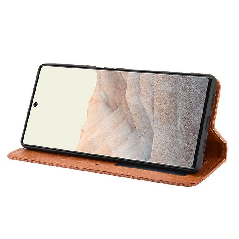 Flip Cover Google Pixel 6 Pro Effet Cuir Vintage Stylisé