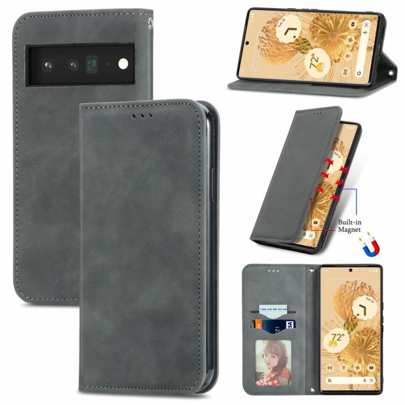 Flip Cover Google Pixel 6 Pro Skin-touch Design Vintage