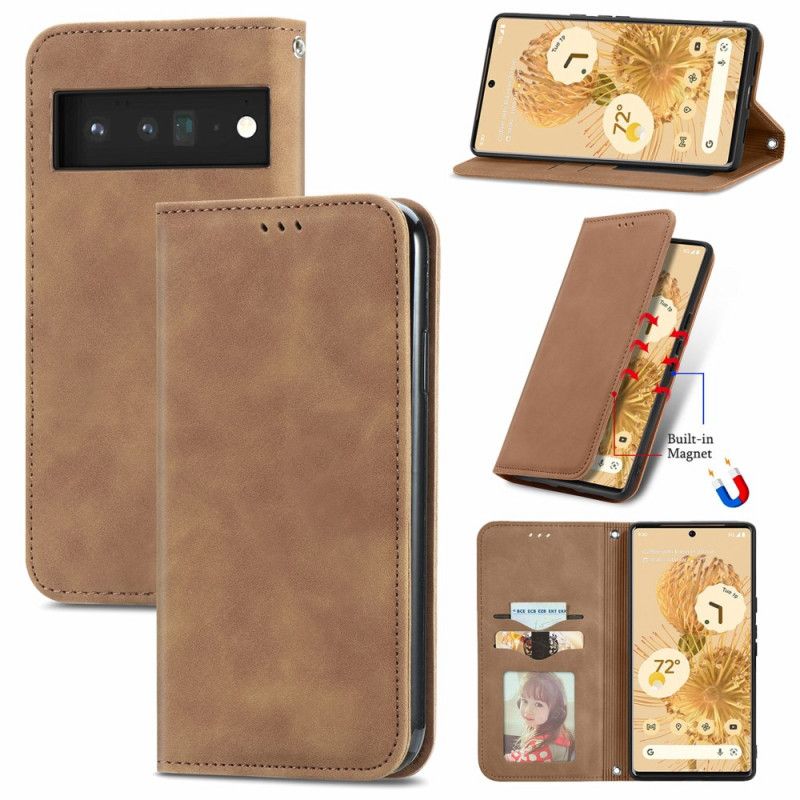 Flip Cover Google Pixel 6 Skin-touch Design Vintage