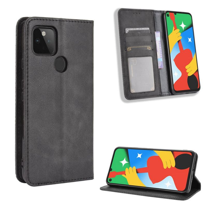 Flip Cover Goolge Pixel 4a 5g Effet Cuir Vintage Stylisé