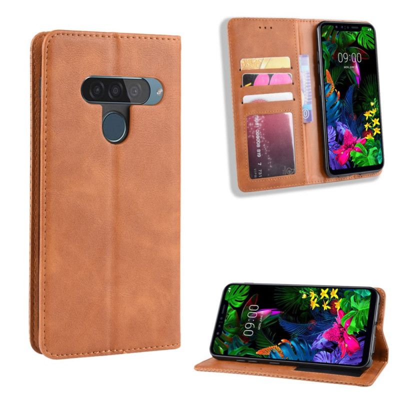 Flip Cover Lg G8s Thinq Effet Cuir Vintage Stylisé