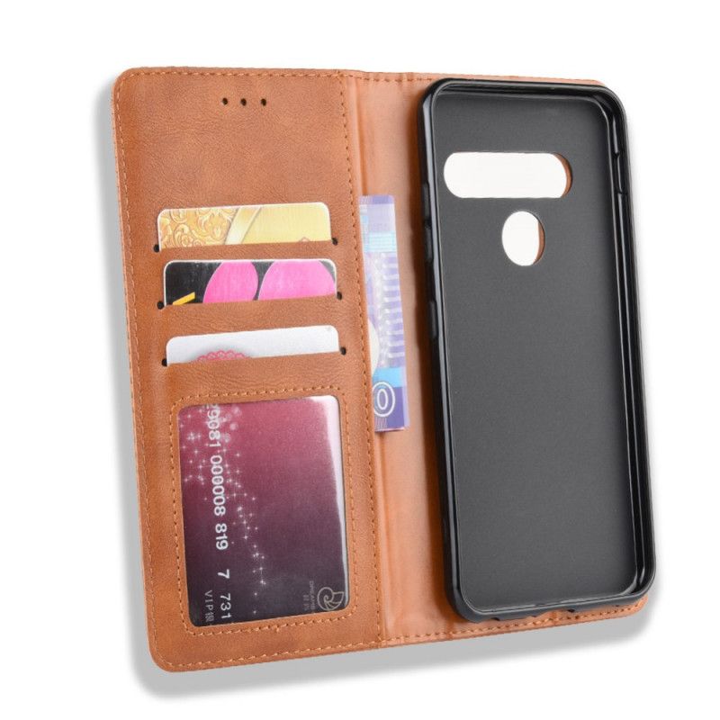 Flip Cover Lg G8s Thinq Effet Cuir Vintage Stylisé