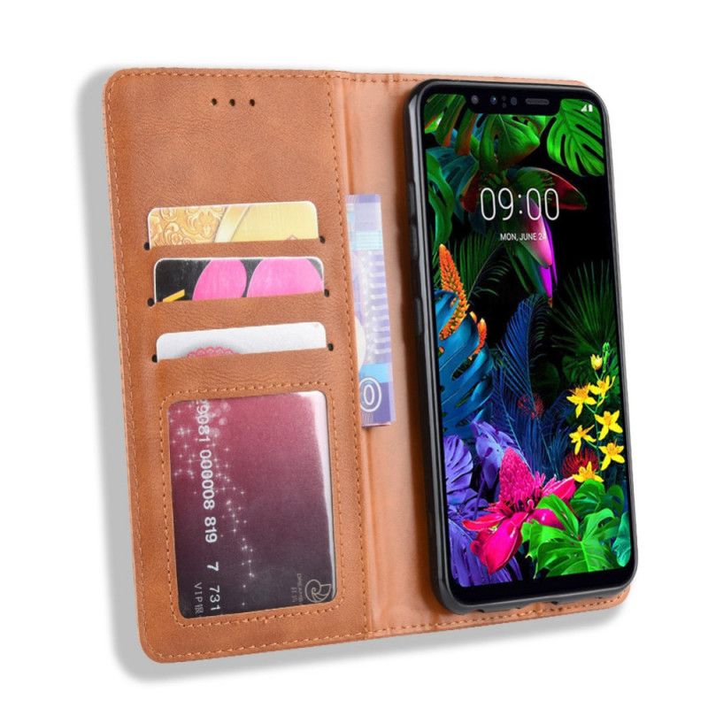 Flip Cover Lg G8s Thinq Effet Cuir Vintage Stylisé