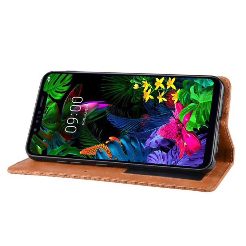 Flip Cover Lg G8s Thinq Effet Cuir Vintage Stylisé