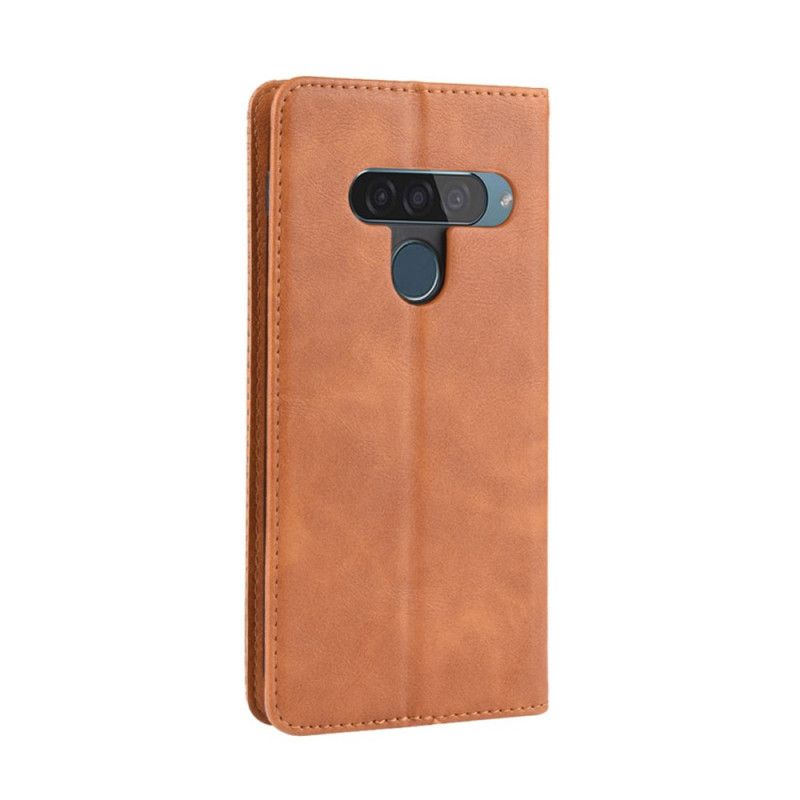 Flip Cover Lg G8s Thinq Effet Cuir Vintage Stylisé