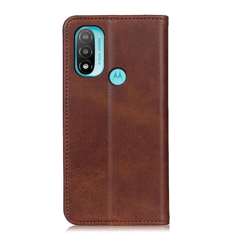 Flip Cover Moto E20 / E30 / E40 Cuir Fendu Élégance