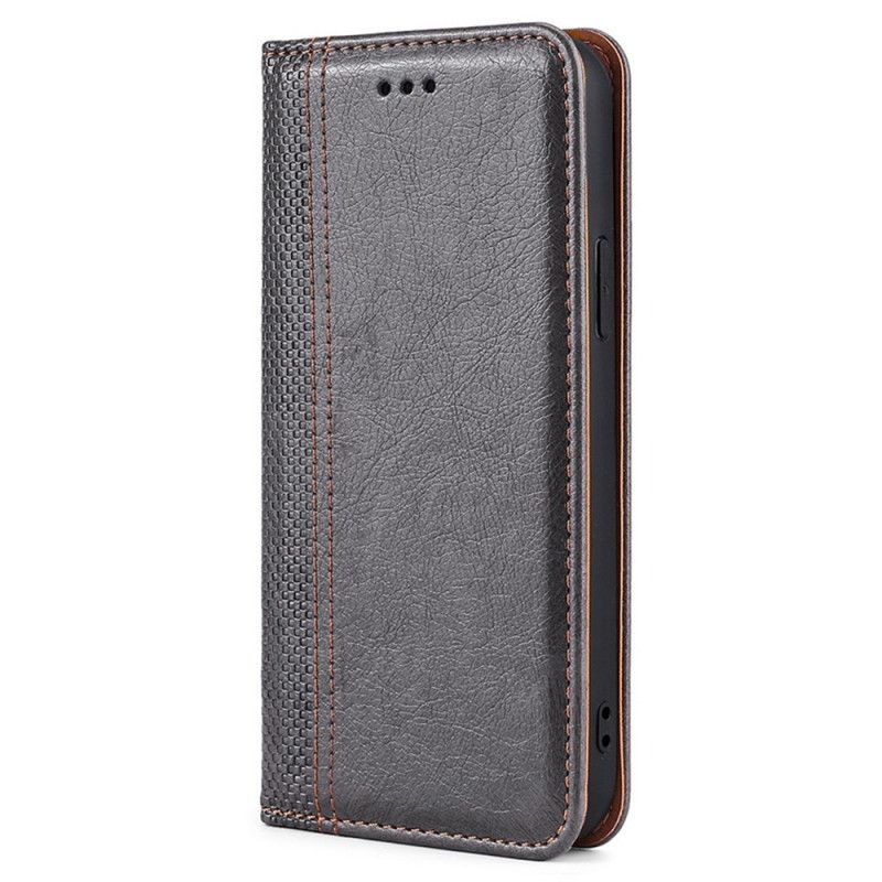 Flip Cover Moto E20 / E30 / E40 Cuir Litchi Fendu Coutures