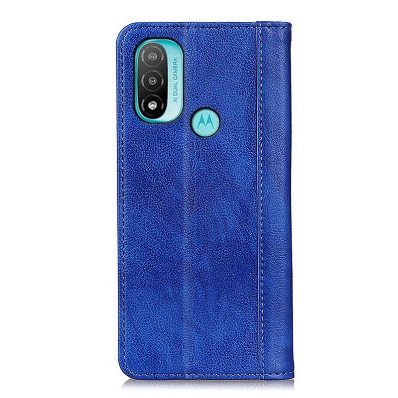 Flip Cover Moto E20 / E30 / E40 Cuir Litchi Fendu Élégance