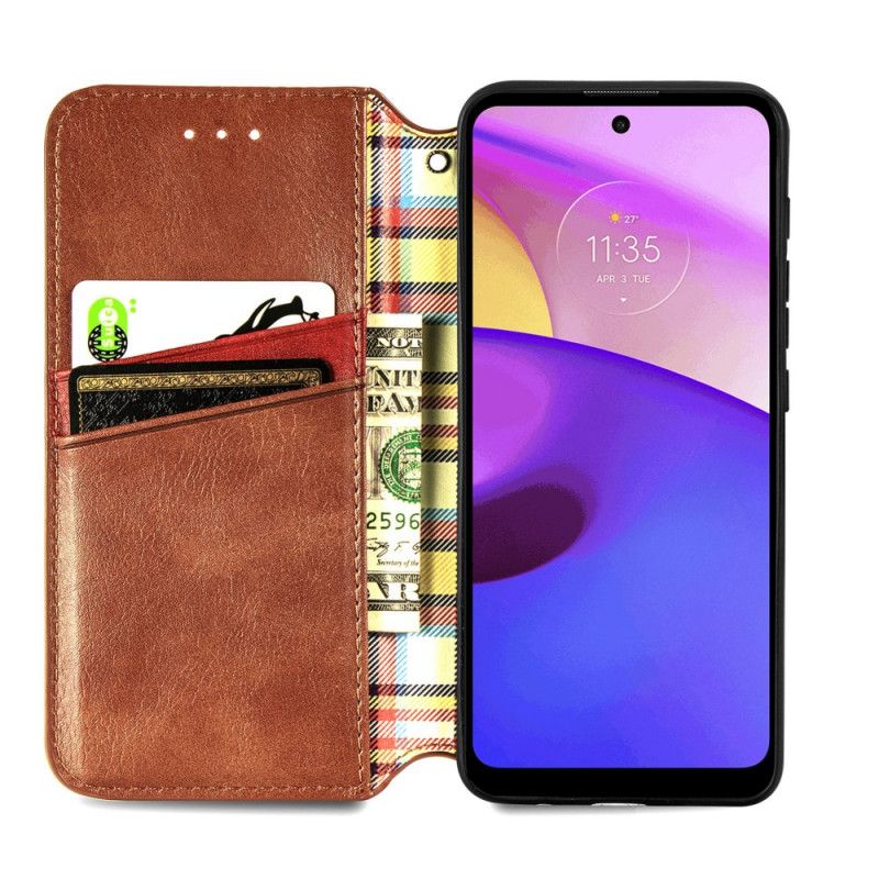 Flip Cover Moto E20 / E30 / E40 Effet Cuir Texture Diamant