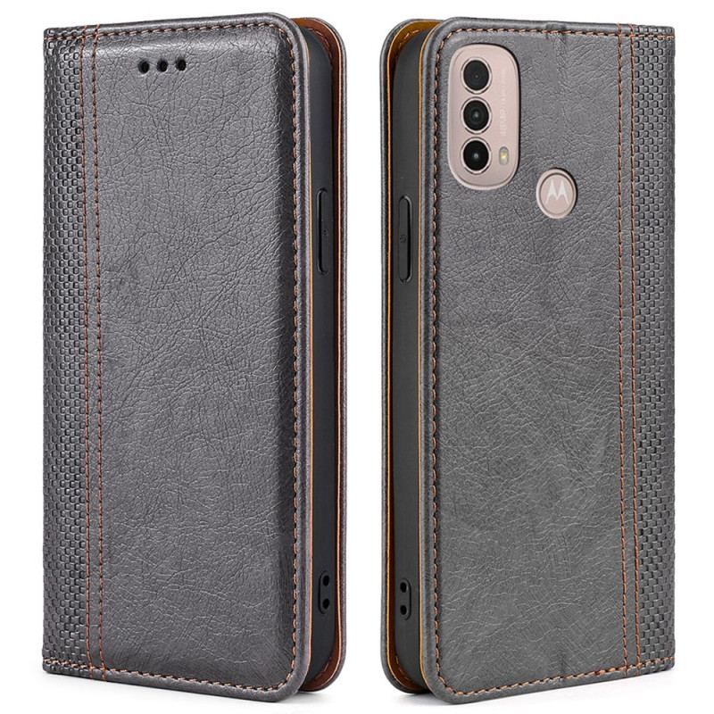 Flip Cover Moto E40 / E30 / E20 Cuir Litchi Fendu Coutures