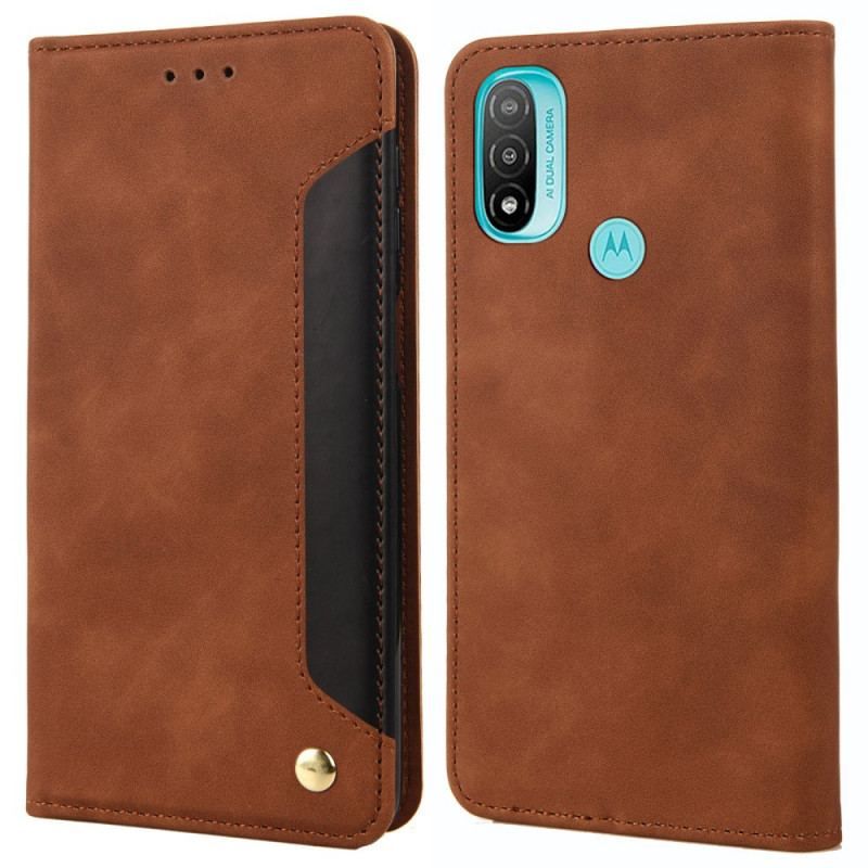 Flip Cover Moto E40 / E30 / E20 Effet Cuir Business Bicolore