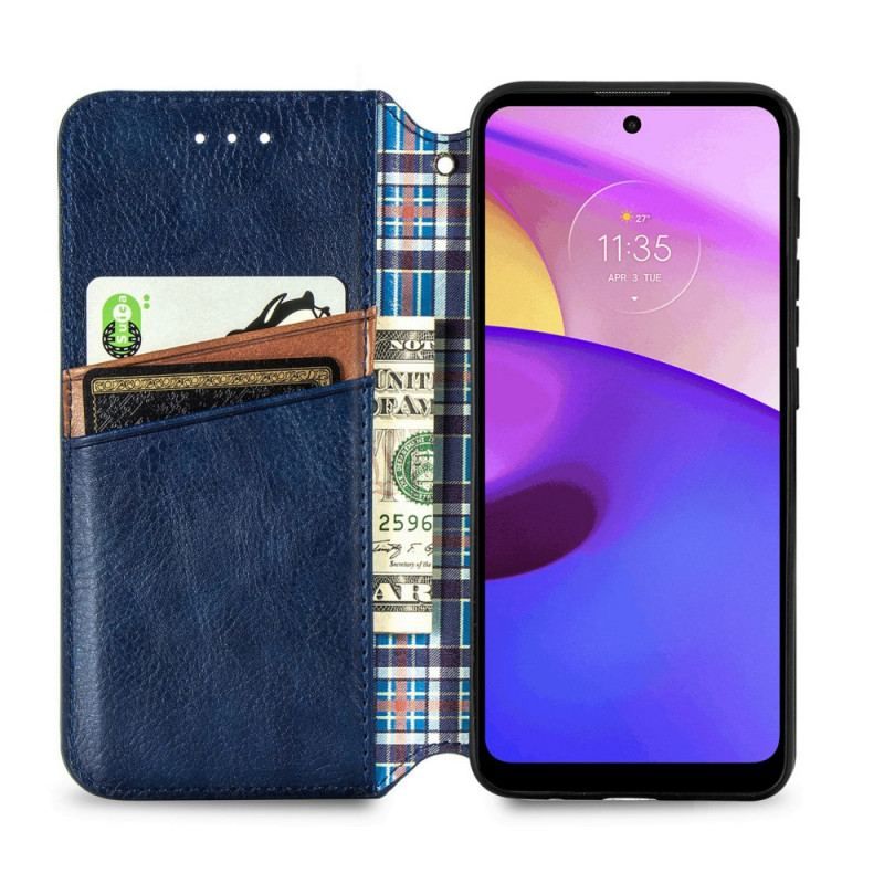 Flip Cover Moto E40 / E30 / E20 Effet Cuir Texture Diamant