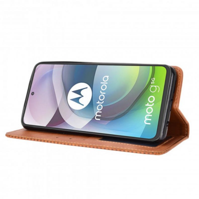 Flip Cover Moto G 5G Effet Cuir Vintage Stylisé