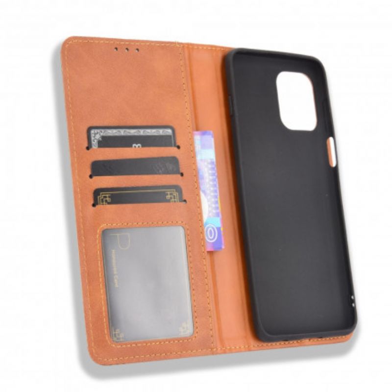 Flip Cover Moto G100 Effet Cuir Vintage Stylisé