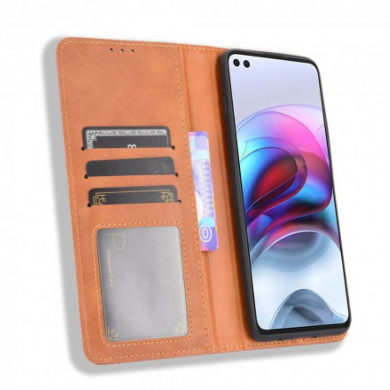 Flip Cover Moto G100 Effet Cuir Vintage Stylisé