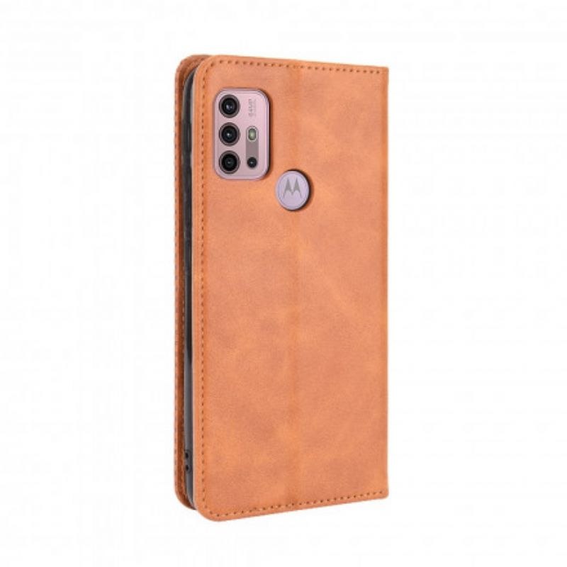 Flip Cover Moto G30 / G10 Effet Cuir Vintage Stylisé