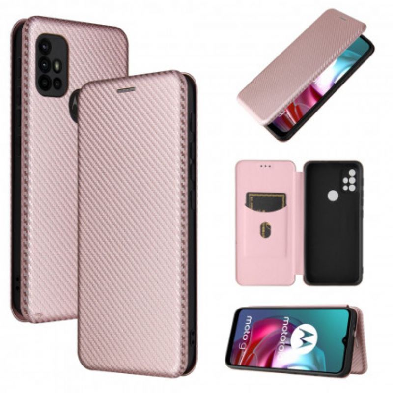 Flip Cover Moto G30 / G10 Silicone Carbone Coloré