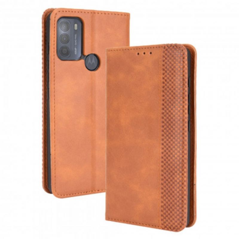 Flip Cover Moto G50 Effet Cuir Vintage Stylisé