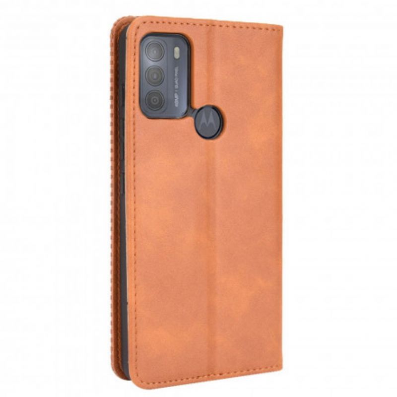 Flip Cover Moto G50 Effet Cuir Vintage Stylisé