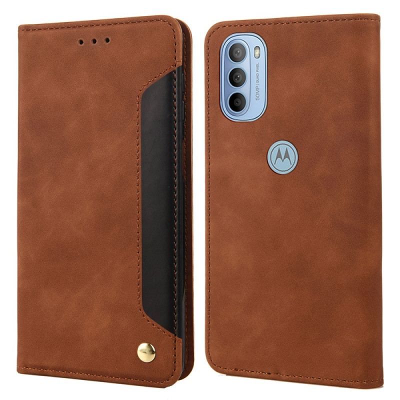 Flip Cover Moto G51 5G Effet Cuir Business Bicolore