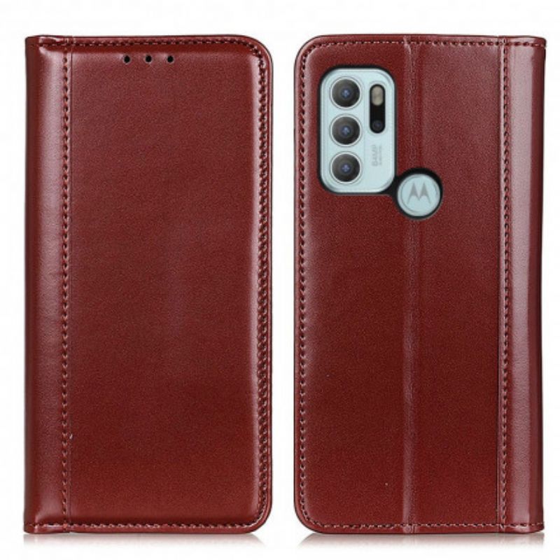 Flip Cover Moto G60S Cuir Fendu