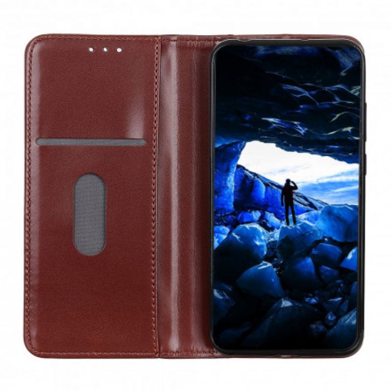 Flip Cover Moto G60S Cuir Fendu