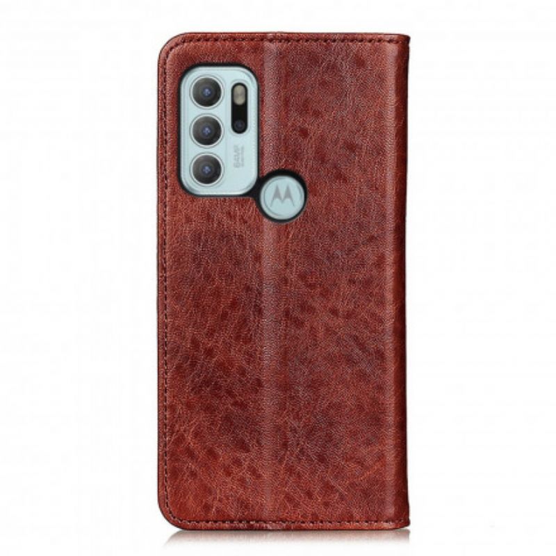 Flip Cover Moto G60S Cuir Fendu Texturé