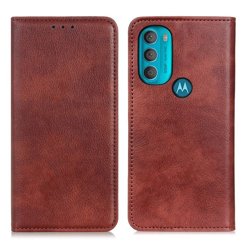 Flip Cover Moto G71 5G Cuir Fendu Texturé