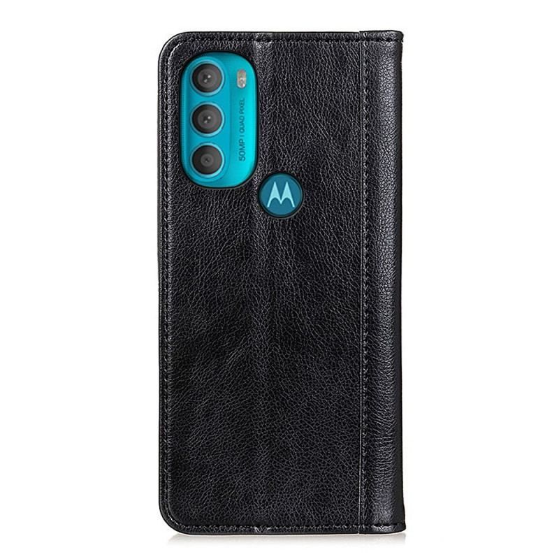 Flip Cover Moto G71 5G Cuir Litchi Fendu Élégance