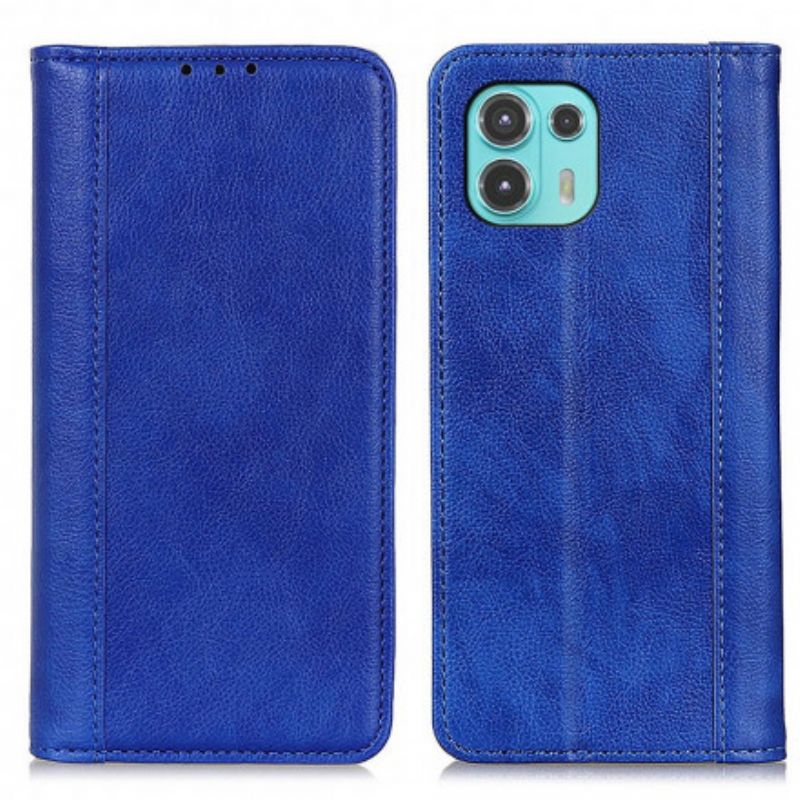 Flip Cover Motorola Edge 20 Lite Version Cuir Litchi Fendu