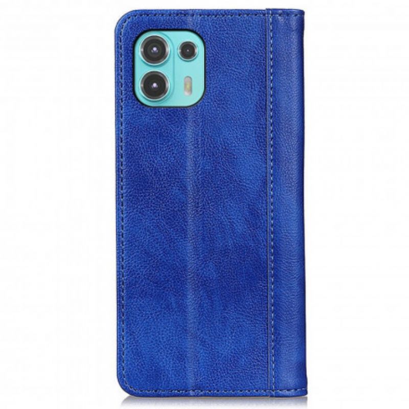 Flip Cover Motorola Edge 20 Lite Version Cuir Litchi Fendu