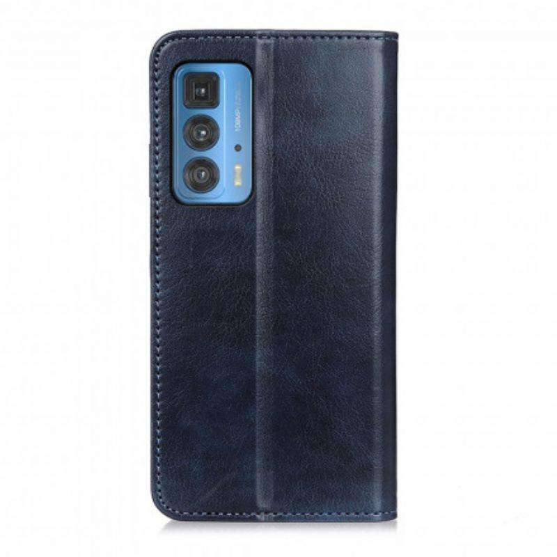 Flip Cover Motorola Edge 20 Pro Cuir Litchi Fendu Élégance