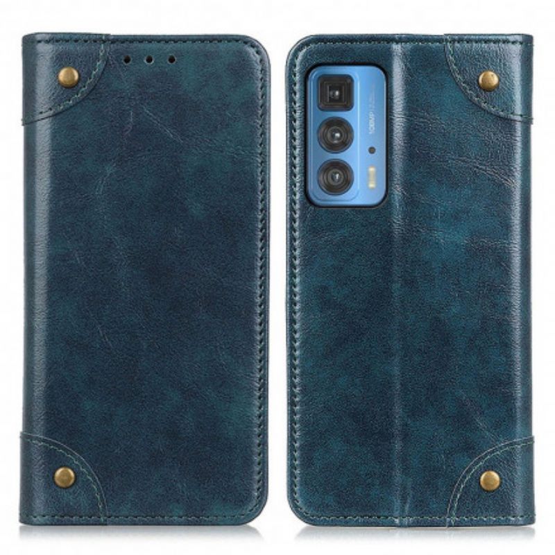 Flip Cover Motorola Edge 20 Pro Style Cuir Vintage Rivets