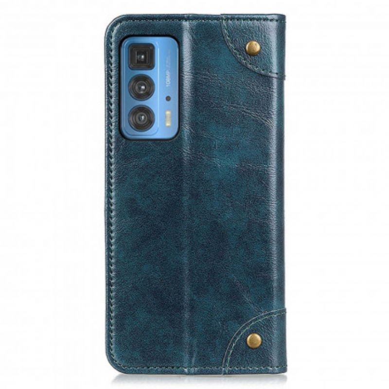 Flip Cover Motorola Edge 20 Pro Style Cuir Vintage Rivets