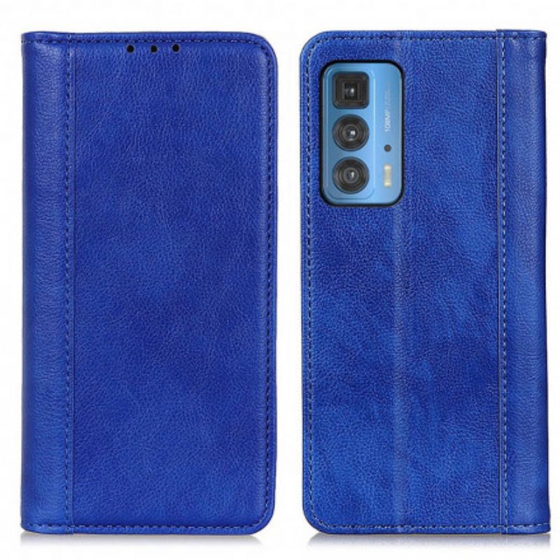 Flip Cover Motorola Edge 20 Pro Version Cuir Litchi Fendu