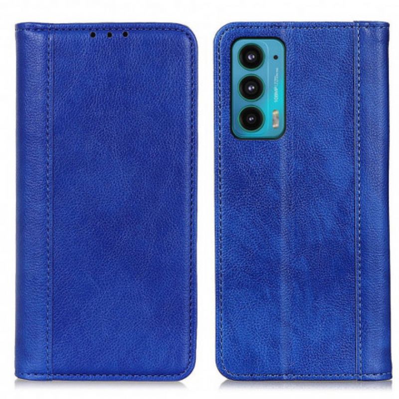 Flip Cover Motorola Edge 20 Version Cuir Litchi Fendu