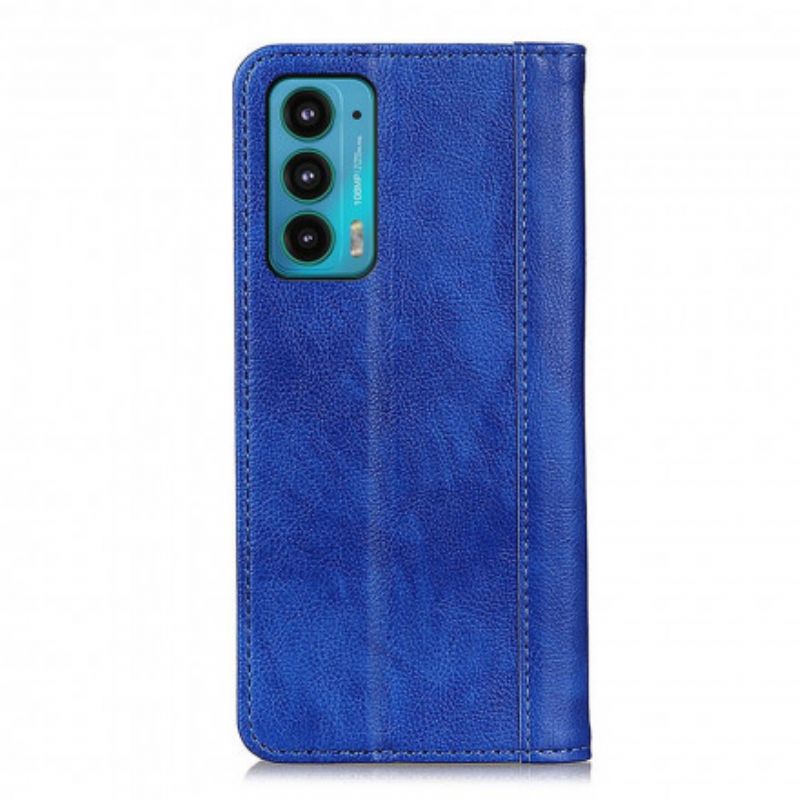 Flip Cover Motorola Edge 20 Version Cuir Litchi Fendu