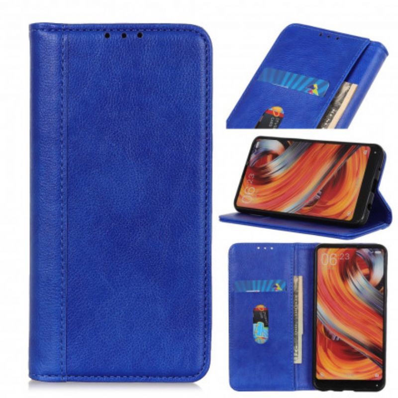 Flip Cover Motorola Edge 20 Version Cuir Litchi Fendu