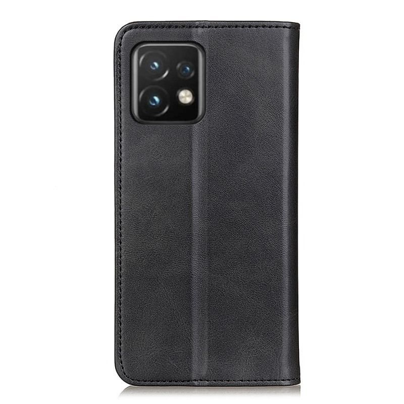 Flip Cover Motorola Edge 40 Pro Cuir Fendu Élégance