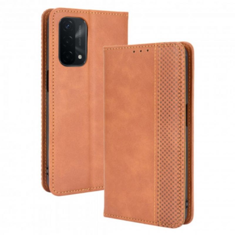 Flip Cover Oppo A54 5G / A74 5G Effet Cuir Vintage Stylisé