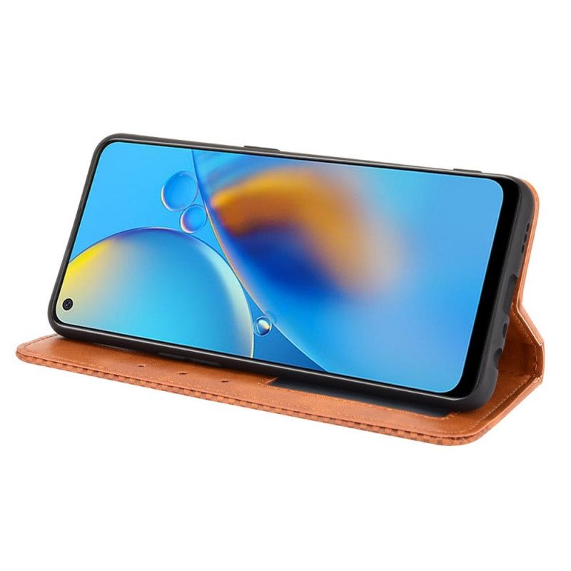 Flip Cover Oppo A74 4G Effet Cuir Vintage Stylisé