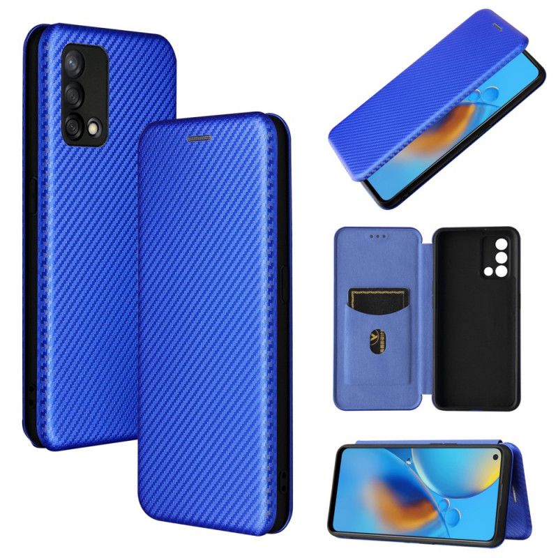 Flip Cover Oppo A74 4G Fibre Carbone