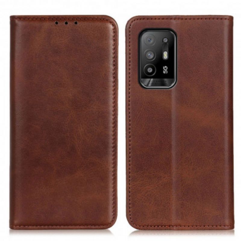 Flip Cover Oppo A94 5G Cuir Fendu Élégance