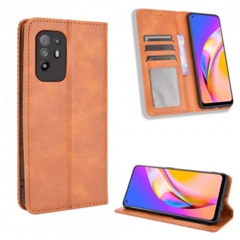 Flip Cover Oppo A94 5G Effet Cuir Vintage Stylisé