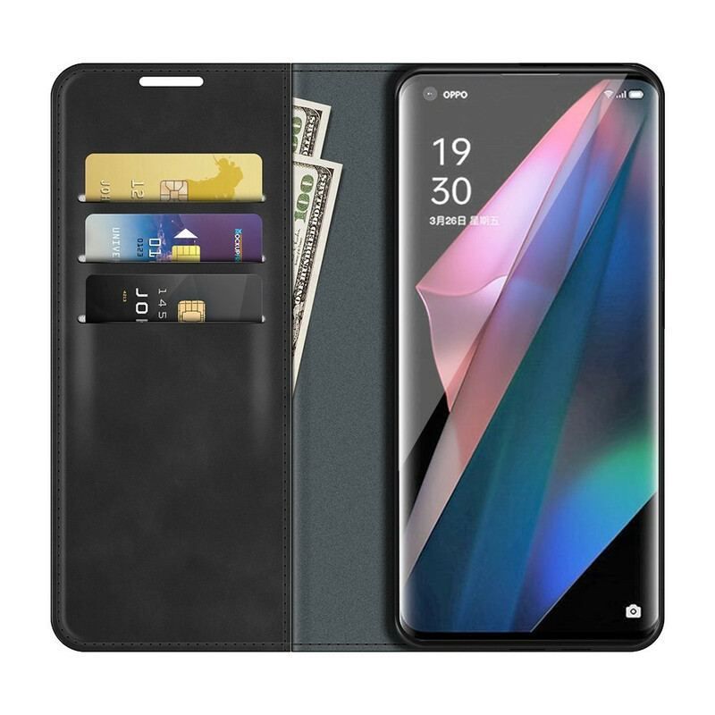 Flip Cover Oppo Find X3 / X3 Pro Effet Cuir Douceur