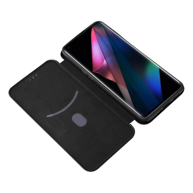 Flip Cover Oppo Find X3 / X3 Pro Silicone Carbone Coloré