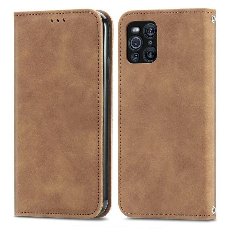 Flip Cover Oppo Find X3 / X3 Pro Simili Cuir Vintage