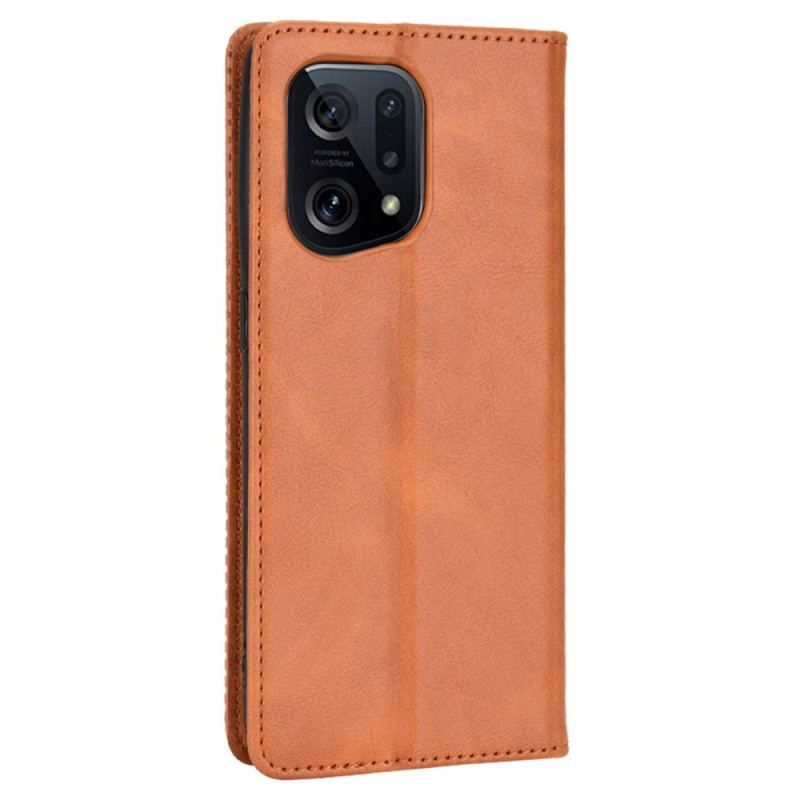 Flip Cover Oppo find X5 Effet Cuir Vintage Stylisé